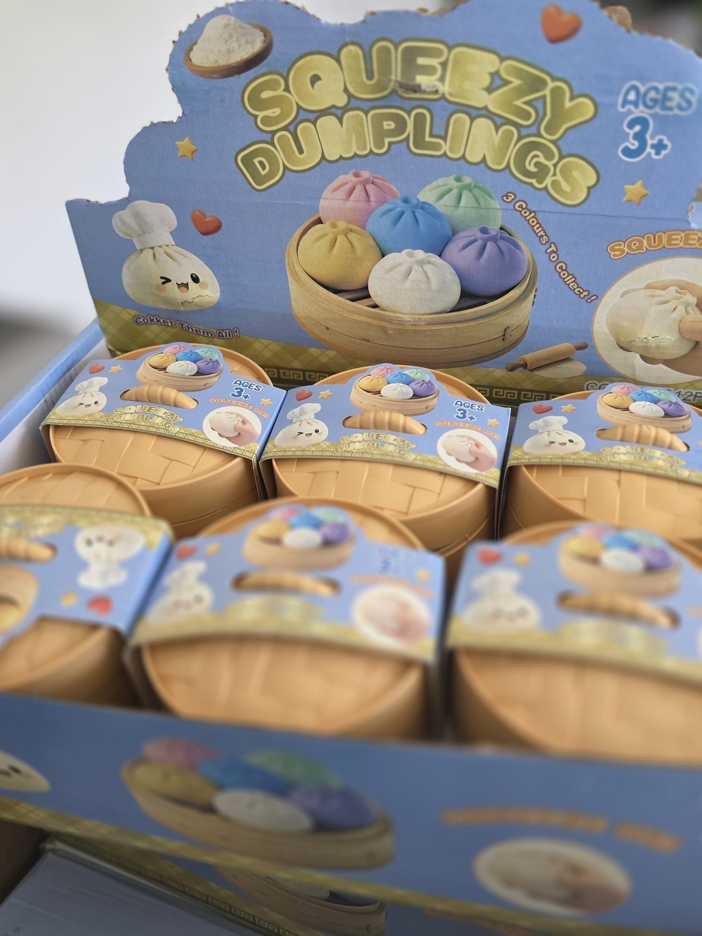 1 CASE OF 12 Squeezy Dumplings Stress Toy Set - Pastel Colors